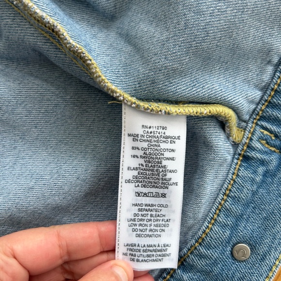 True Religion Denim Sparkle Jean Jacket Rhinestone Trim Sleeves Size Medium Y2K - Picture 7 of 12